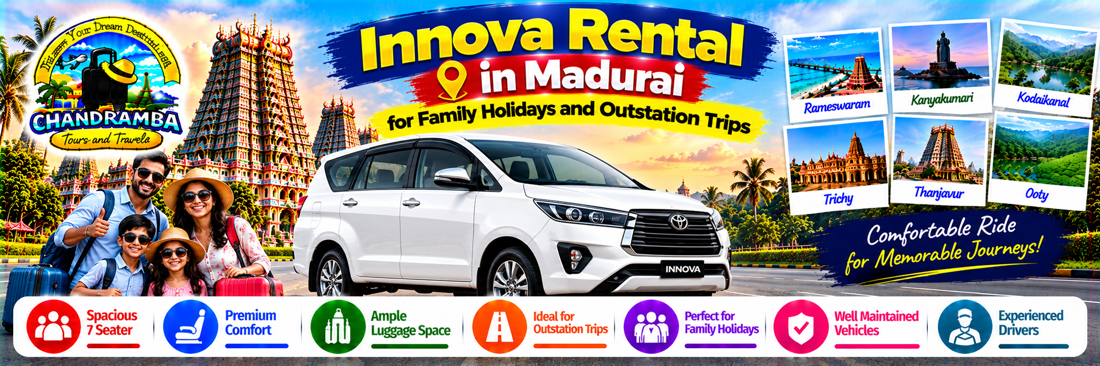 Innova Rental in Madurai for Family Holidays and Outstation Trips 
