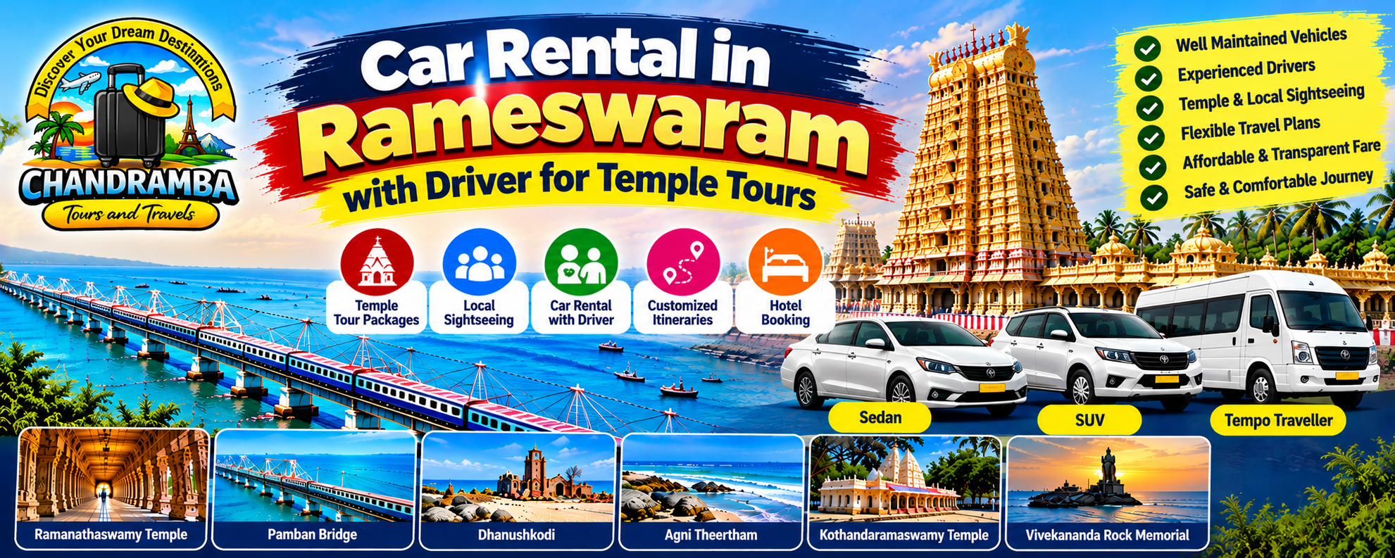Car Rental in Rameswaram with Driver for Temple Tours