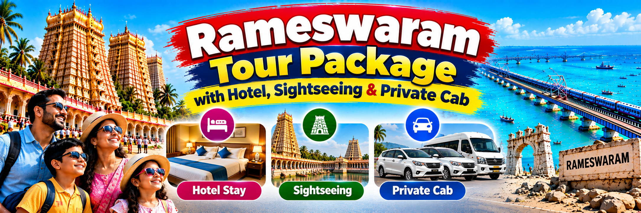 Rameswaram Tour Package with Hotel, Sightseeing & Private Cab