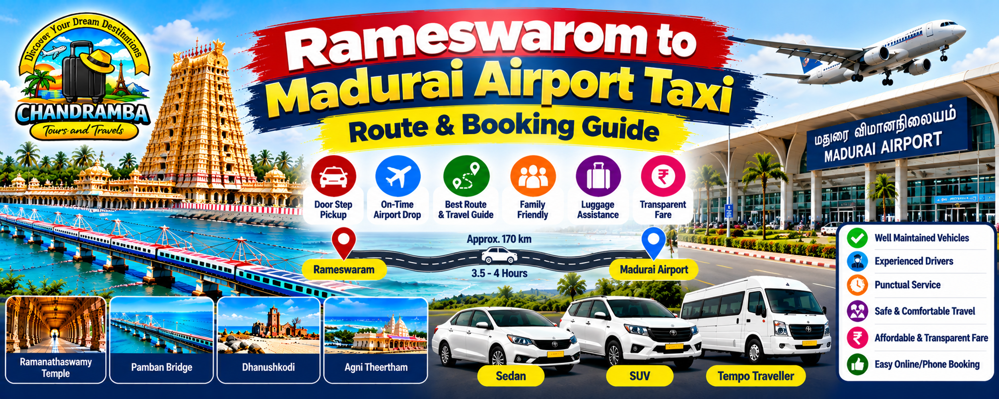 Rameswaram to Madurai Airport Taxi: Route & Booking Guide