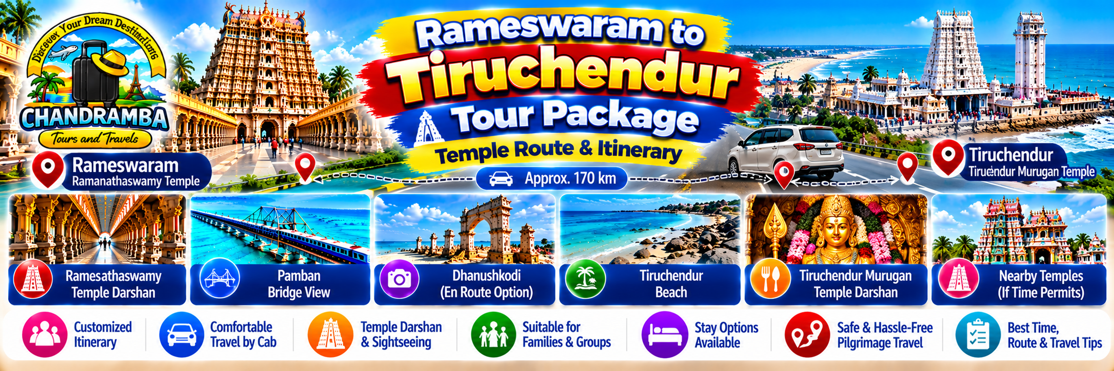 Rameswaram to Tiruchendur Tour Package: Temple Route & Itinerary