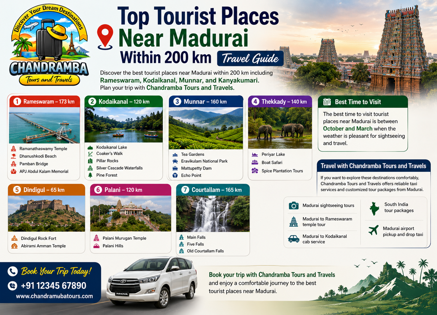 Top Tourist Places Near Madurai Within 200 km | Travel Guide