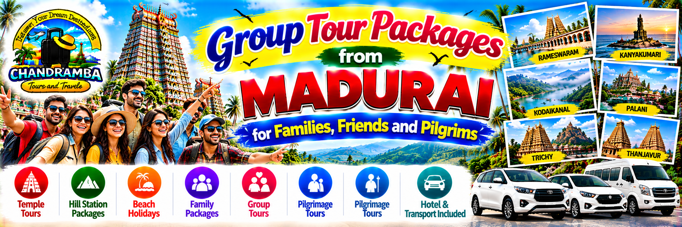 Group Tour Packages from Madurai for Families, Friends and Pilgrims