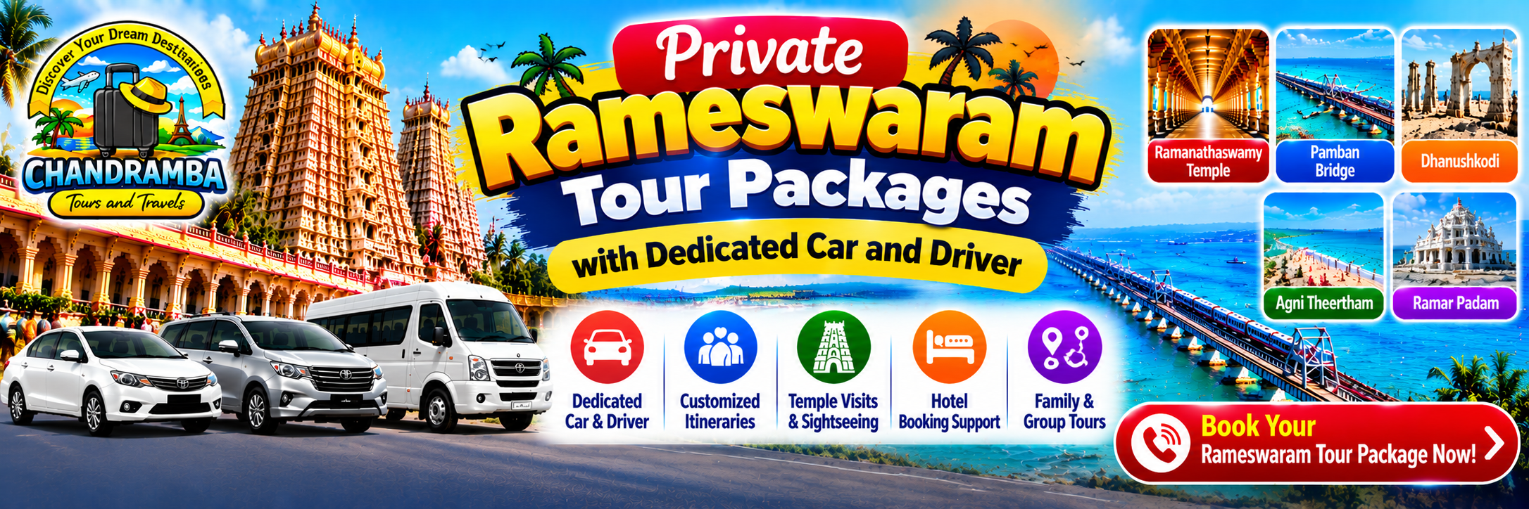 Private Rameswaram Tour Packages with Dedicated Car and Driver