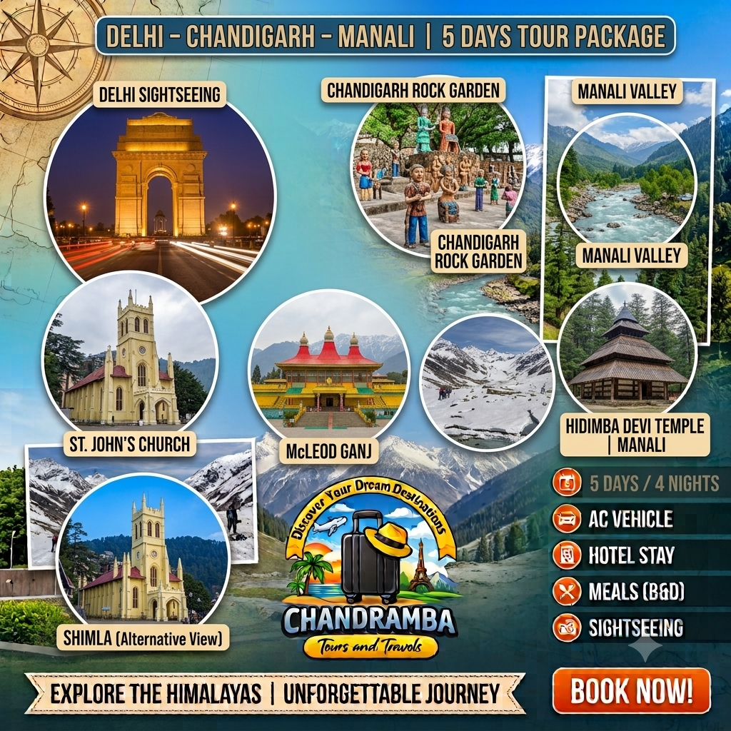5 Days Delhi – Chandigarh – Manali Tour Package