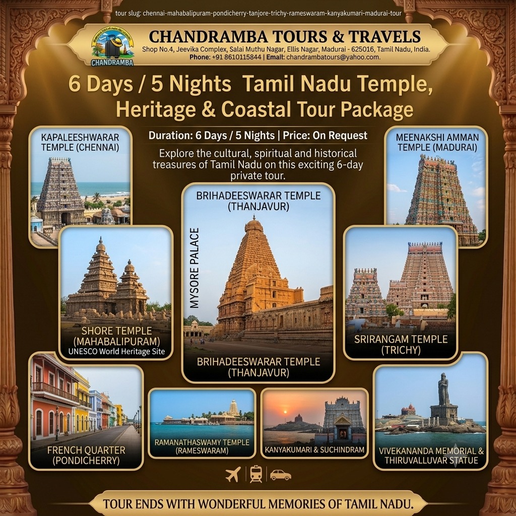  Tamil Nadu Temple, Heritage & Coastal Tour Package