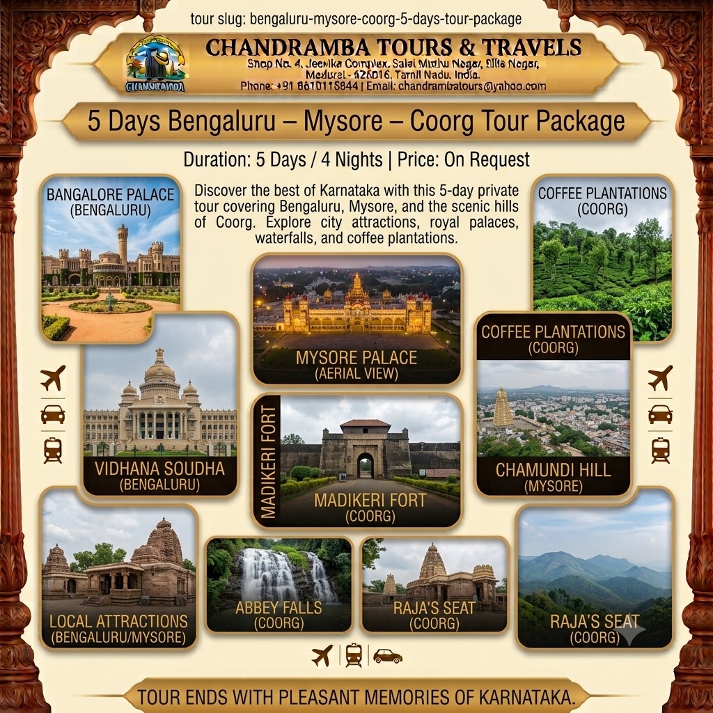 5 Days Bengaluru – Mysore – Coorg Tour Package